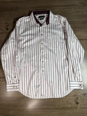 Paul Fredrick Men’s Slim Fit Long Sleeve Button Down Dress Shirt Size 16.5/35